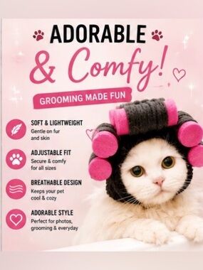 Cozy Cat or dog Hair Curlers costume NWT